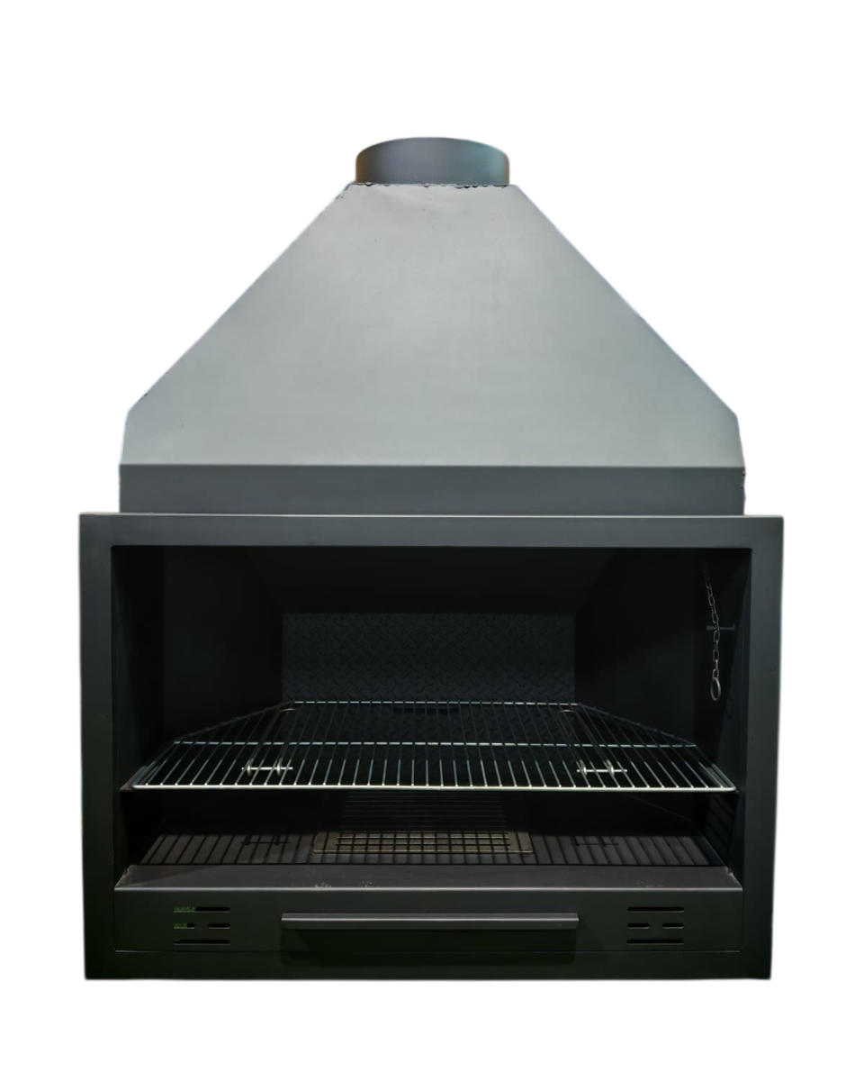 Barbacoa leña b100 109x55x141 cm acero, fundido y pintura anticalórica