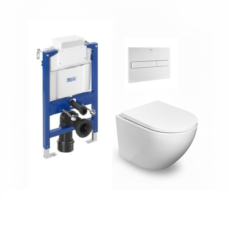 Roca duplo bajo ventana + pl7 bl mat + wc kp round smart