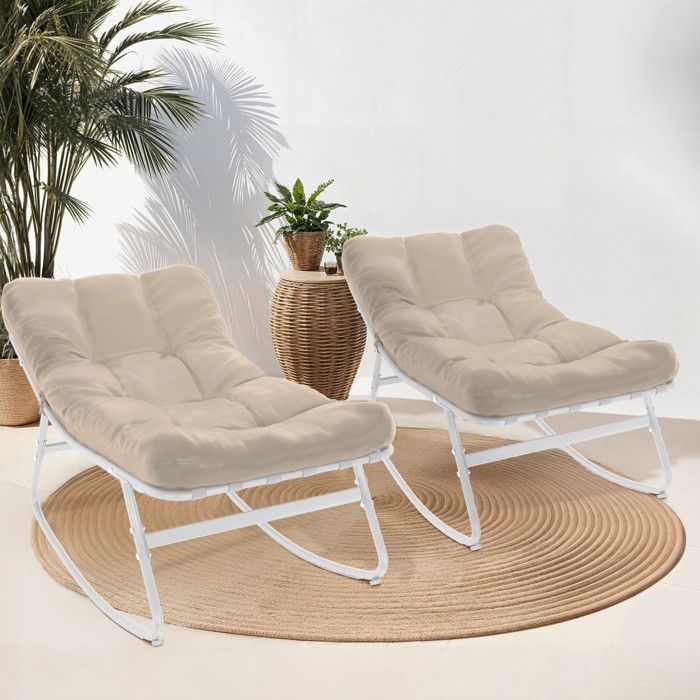 Mecedoras de jardín - lote de 2 - blanco beige