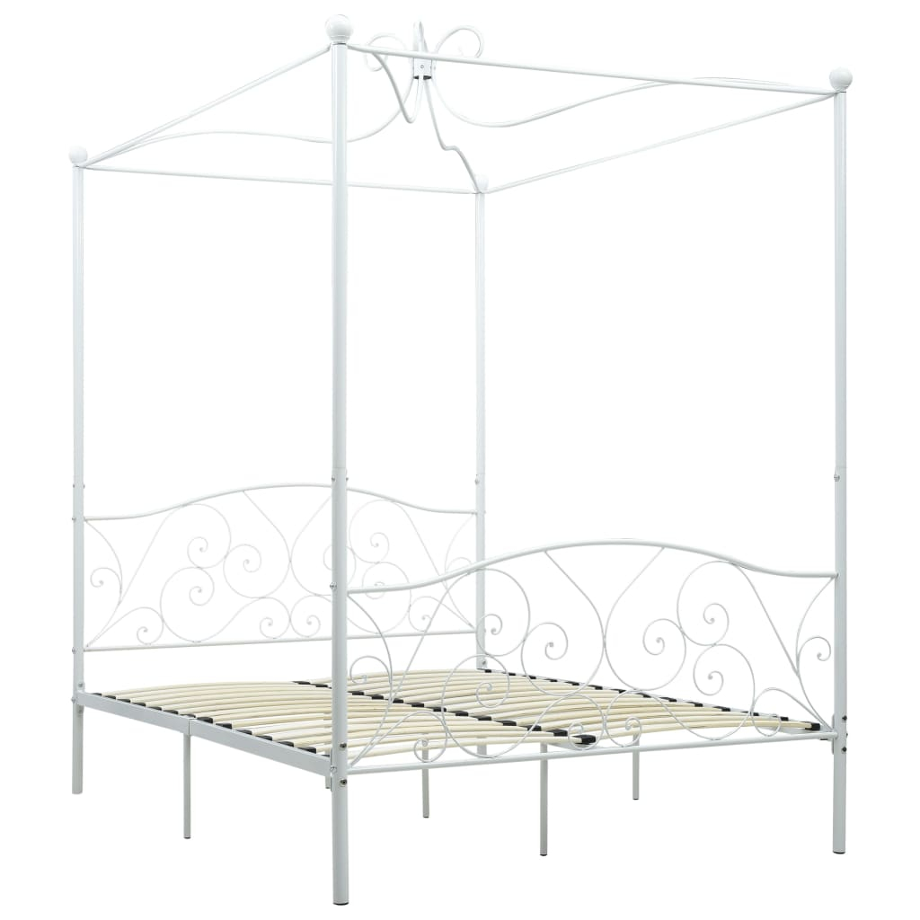vidaXL estructura cama con dosel sin colchón metal blanco 140x200 cm