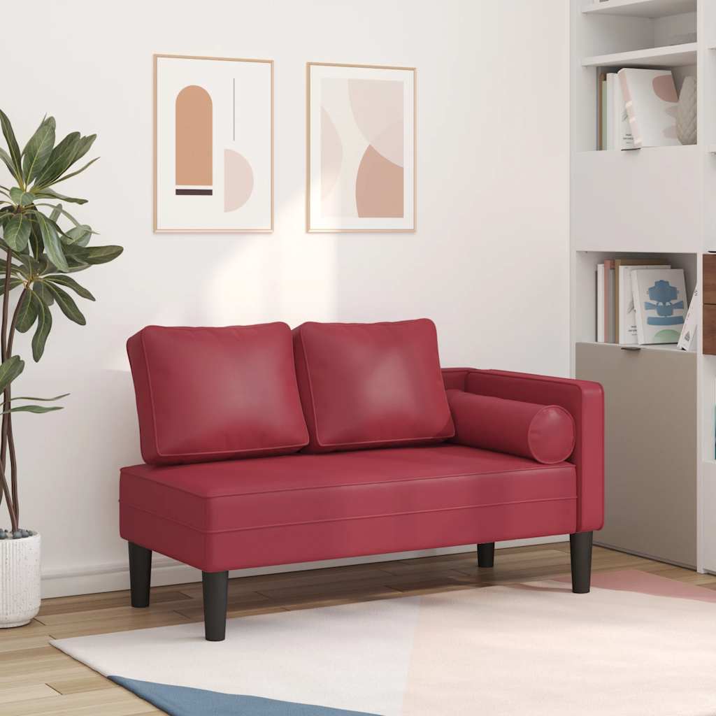 Sofá diván con cojines cuero sintético rojo tinto oif949295