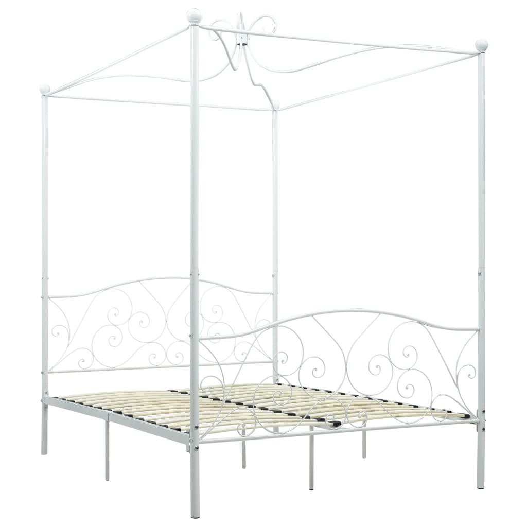 vidaXL estructura de cama con dosel metal blanco 120x200 cm