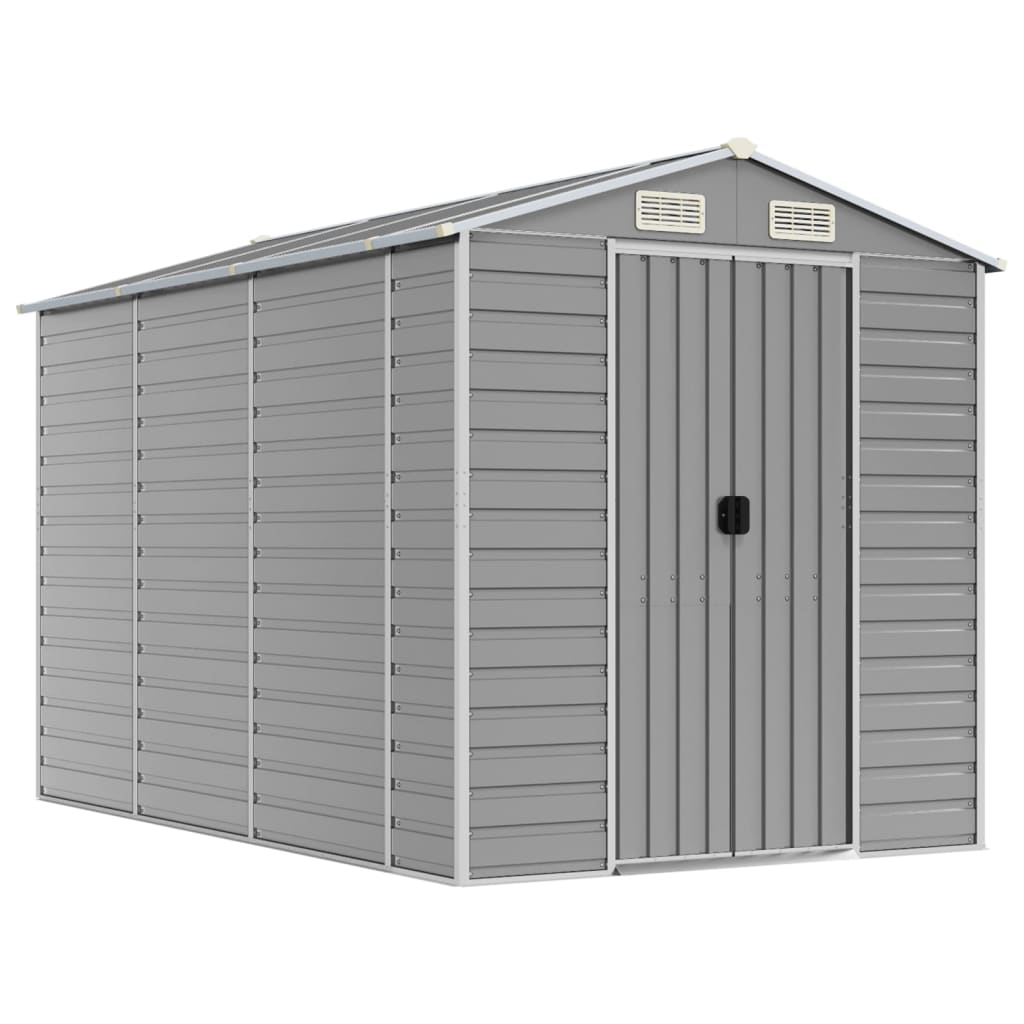 vidaXL caseta de jardín gris claro 191x300x198 cm acero galvanizado