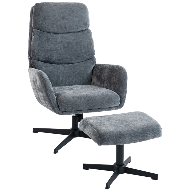 Sillón mecedor de metal gris con reposapiés para salón y dormitorio