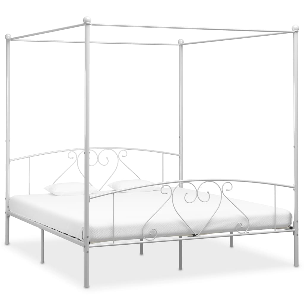 Cama con dosel - 200x200 cm metal blanco