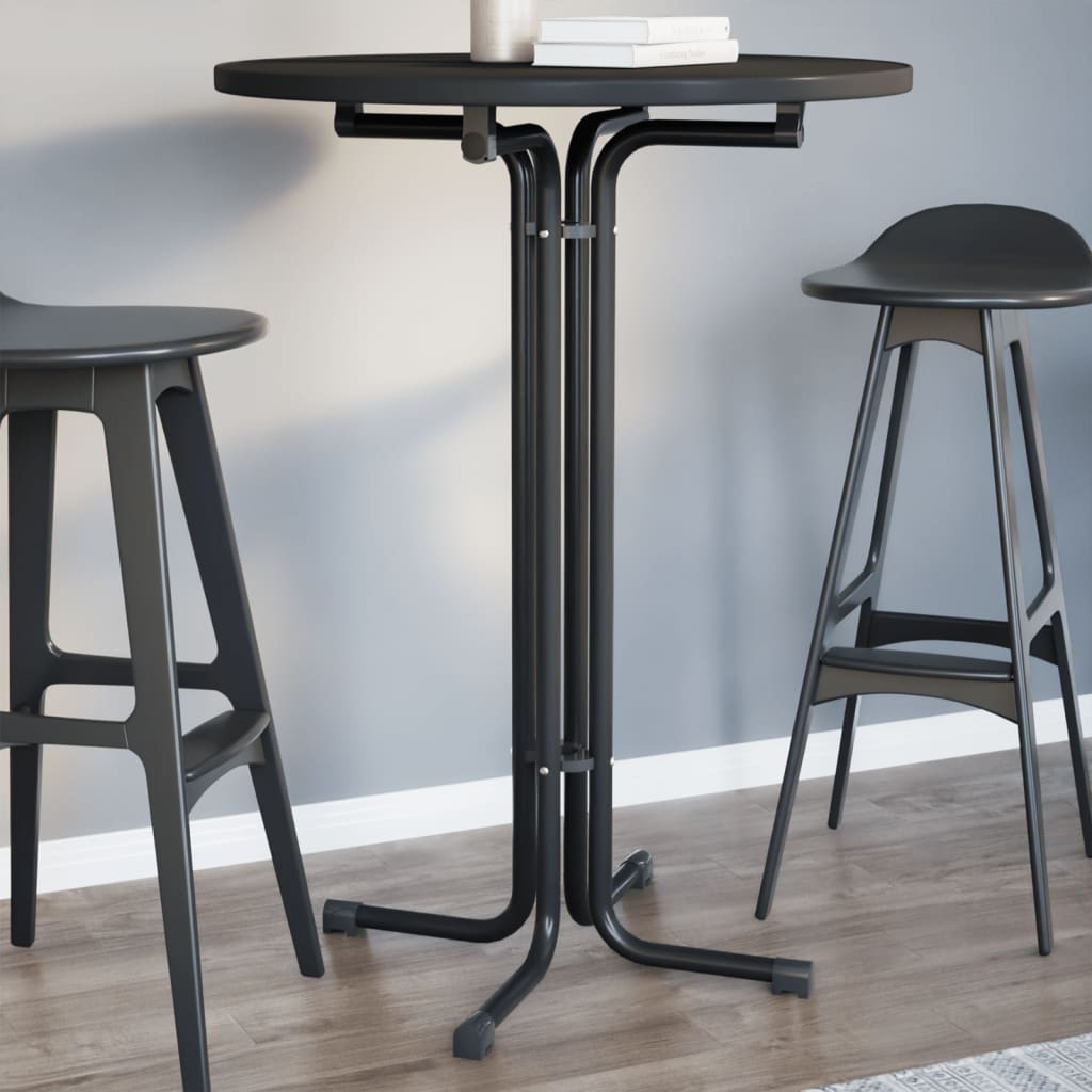 Mesa alta de comedor madera ingeniería y acero negro ø80x110 cm oif414051