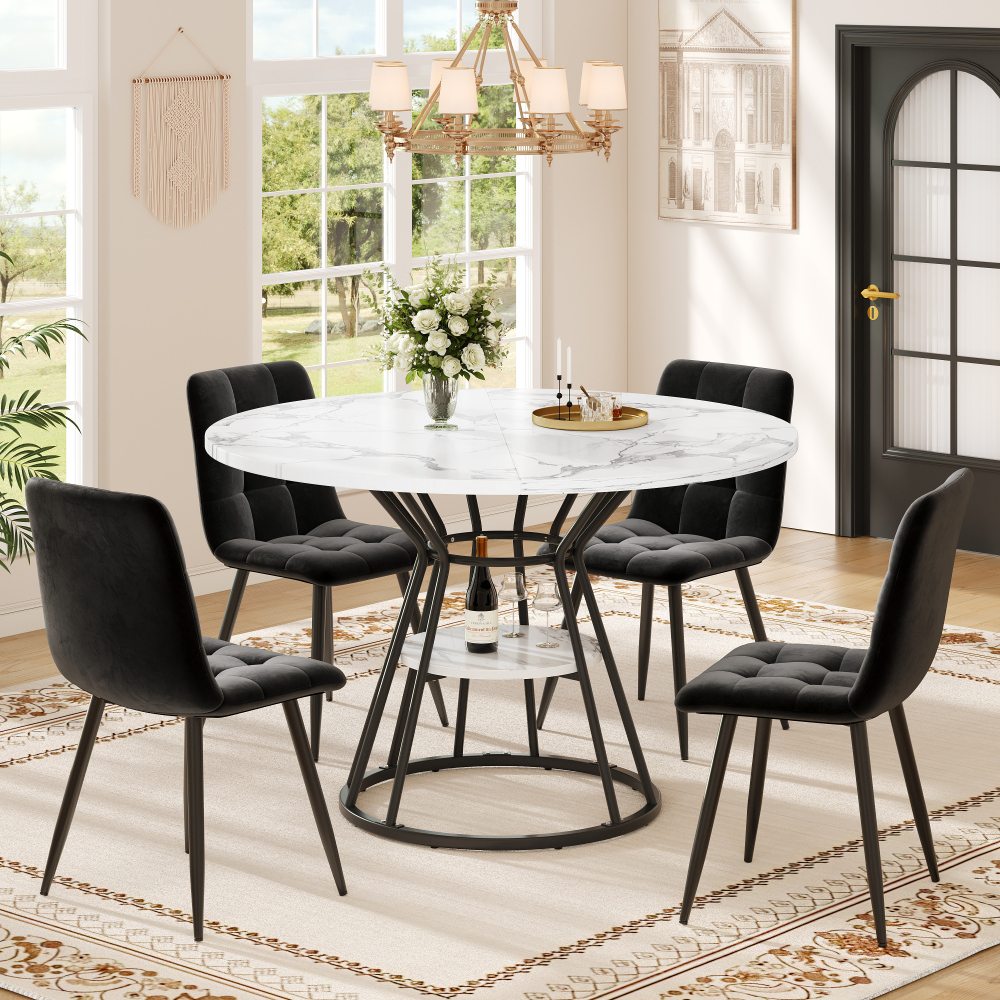 Conjunto de mesa y sillas mdf nogal gris oscuro extensible 1 mesa 4 sillas