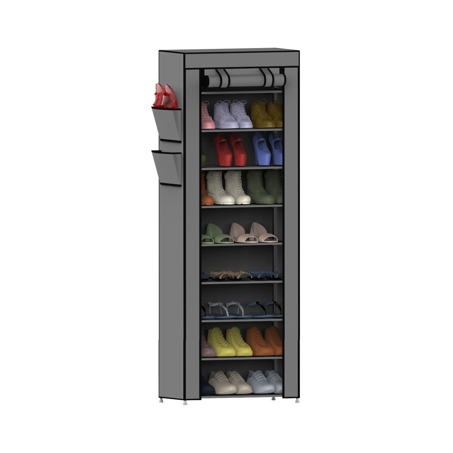 Organizador de zapatos con 9 baldas blanco/gris 58x28x158cm