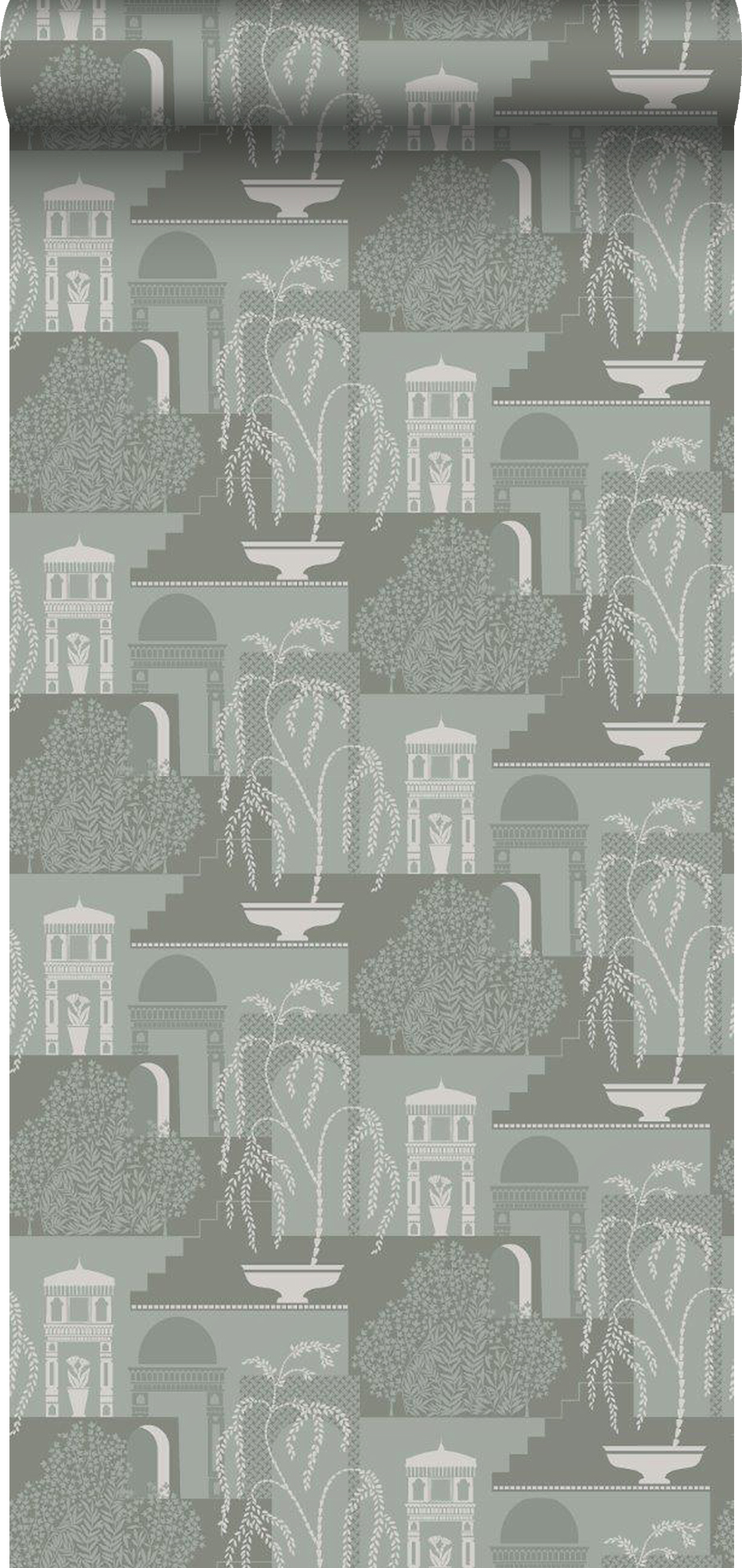Borastapeter papel pintado casas mediterráneas verde - 53 cm x 10.05 m