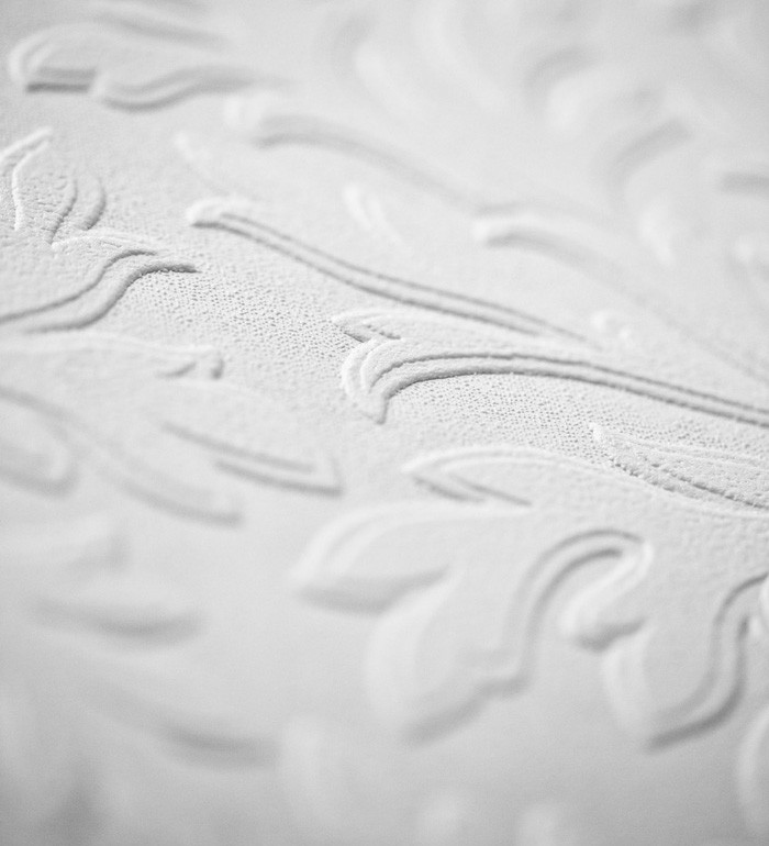 Papel pintado gaulan repintable lavable volutas blancas con 5.23m²