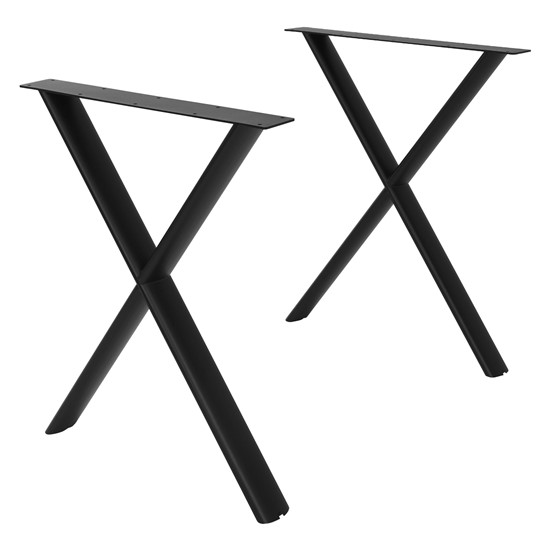 2x patas para mesa metálicas en forma x, ovaladas, regulables, negras