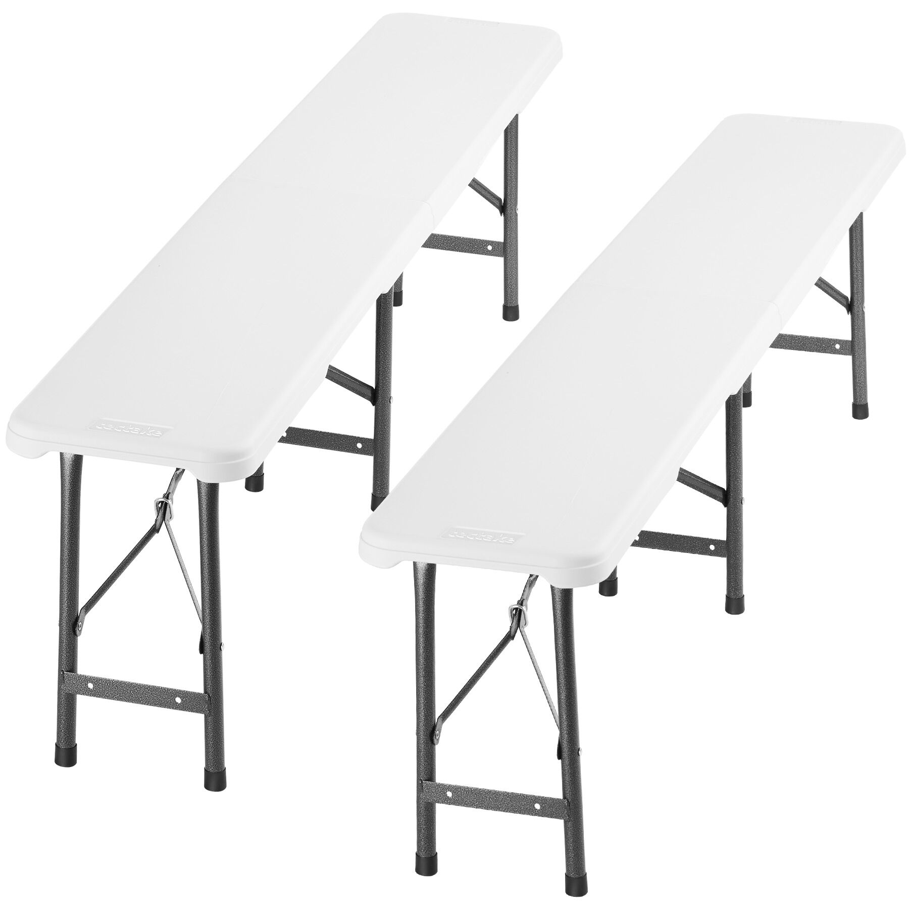 Tectake 2,banc,acero,plegable,lacado,resistente,antidesliz,180x, blanco
