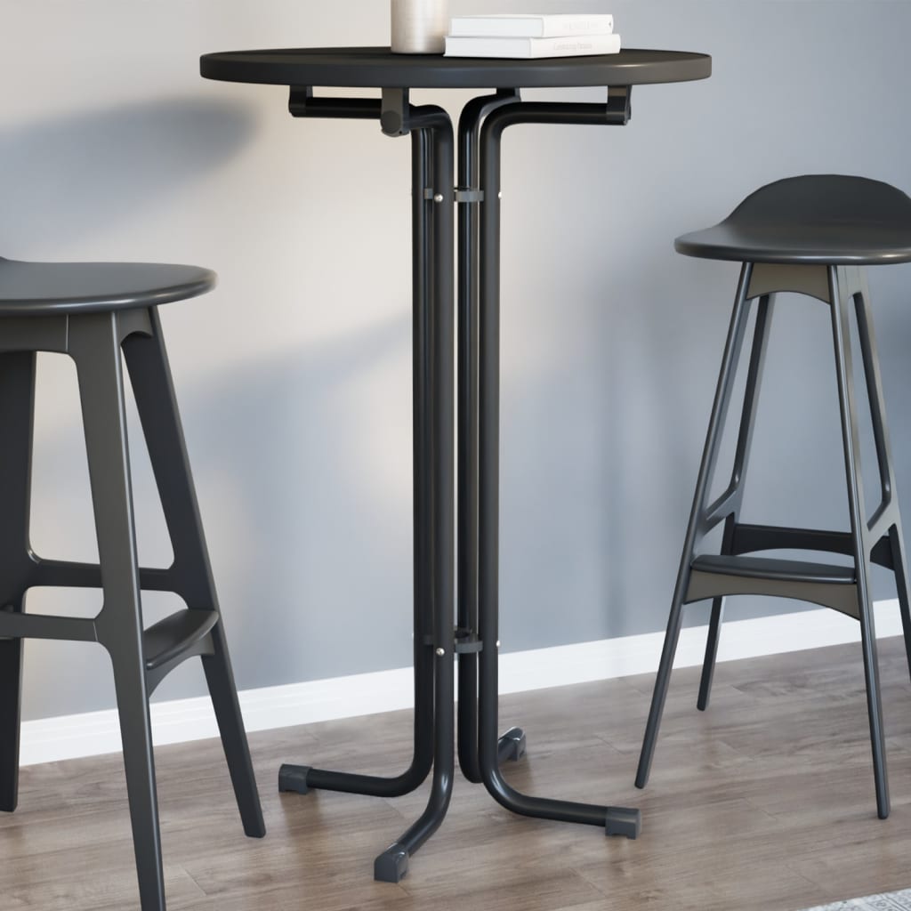 Mesa alta de comedor madera ingeniería y acero negro ø70x110 cm oif829203