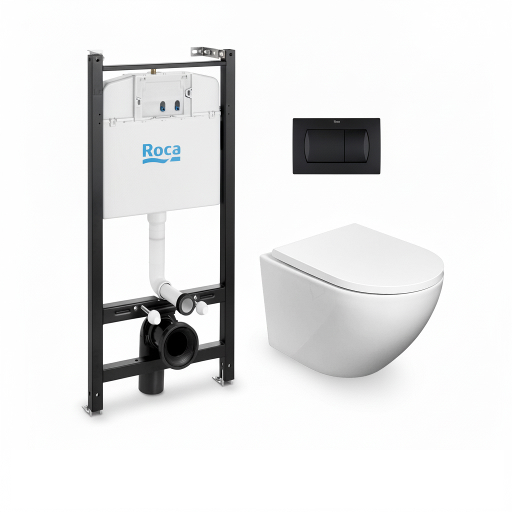 Roca active y puls. Negro + wc round smart tor 3 con asiento kp