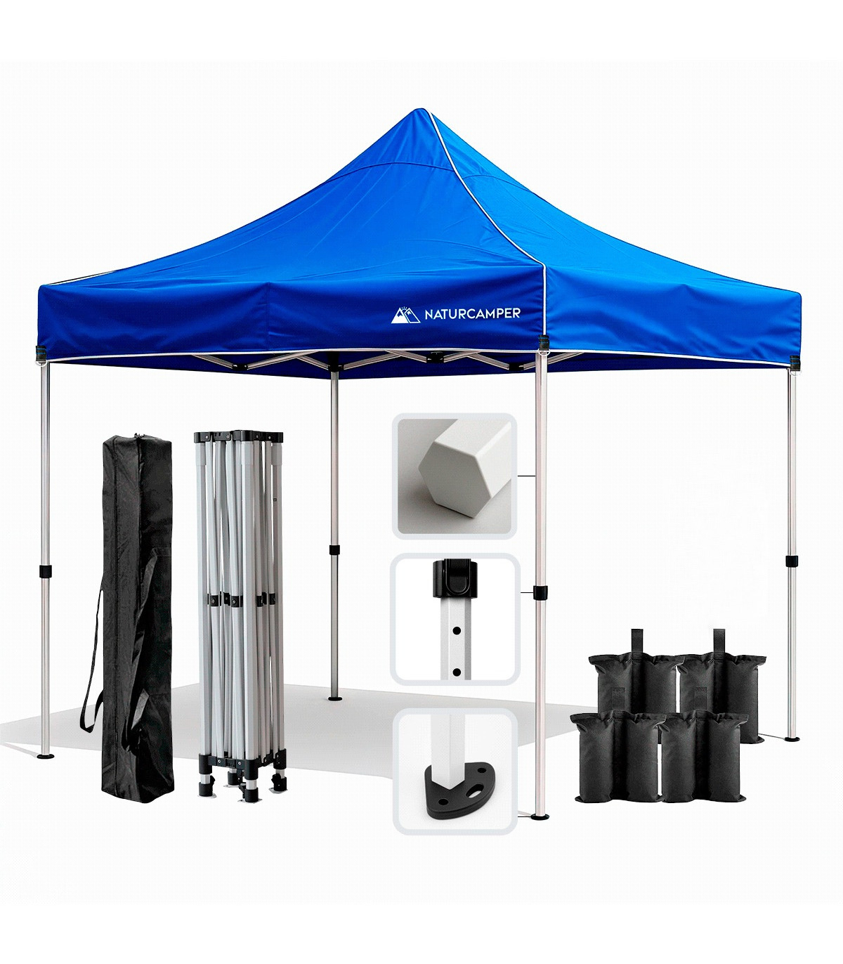Carpa plegable naturcamper garden 3x3m hexagonal bars azul