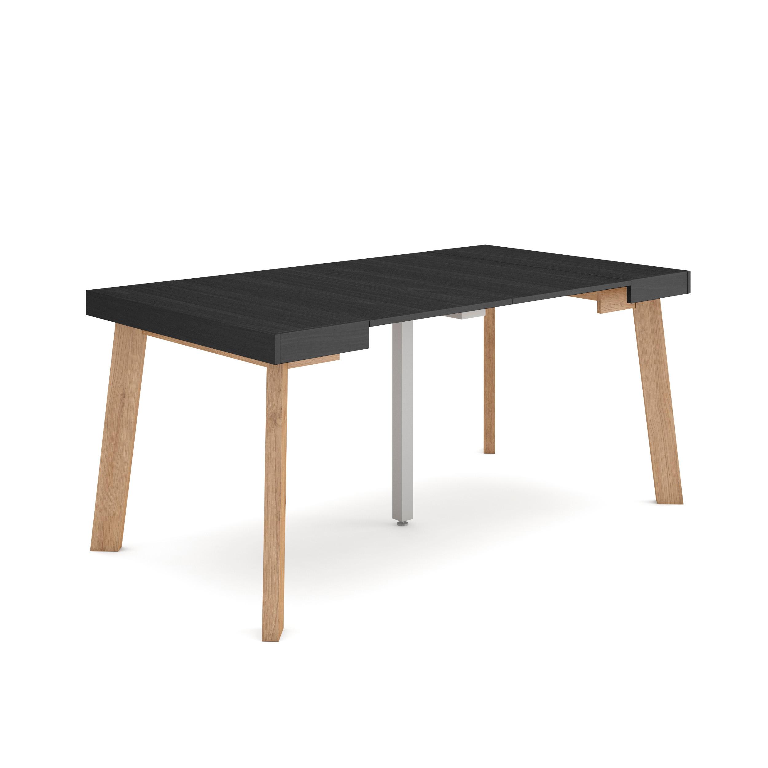 Mesa consola extensible, 160x90x73cm, negro, patas de madera rf3045