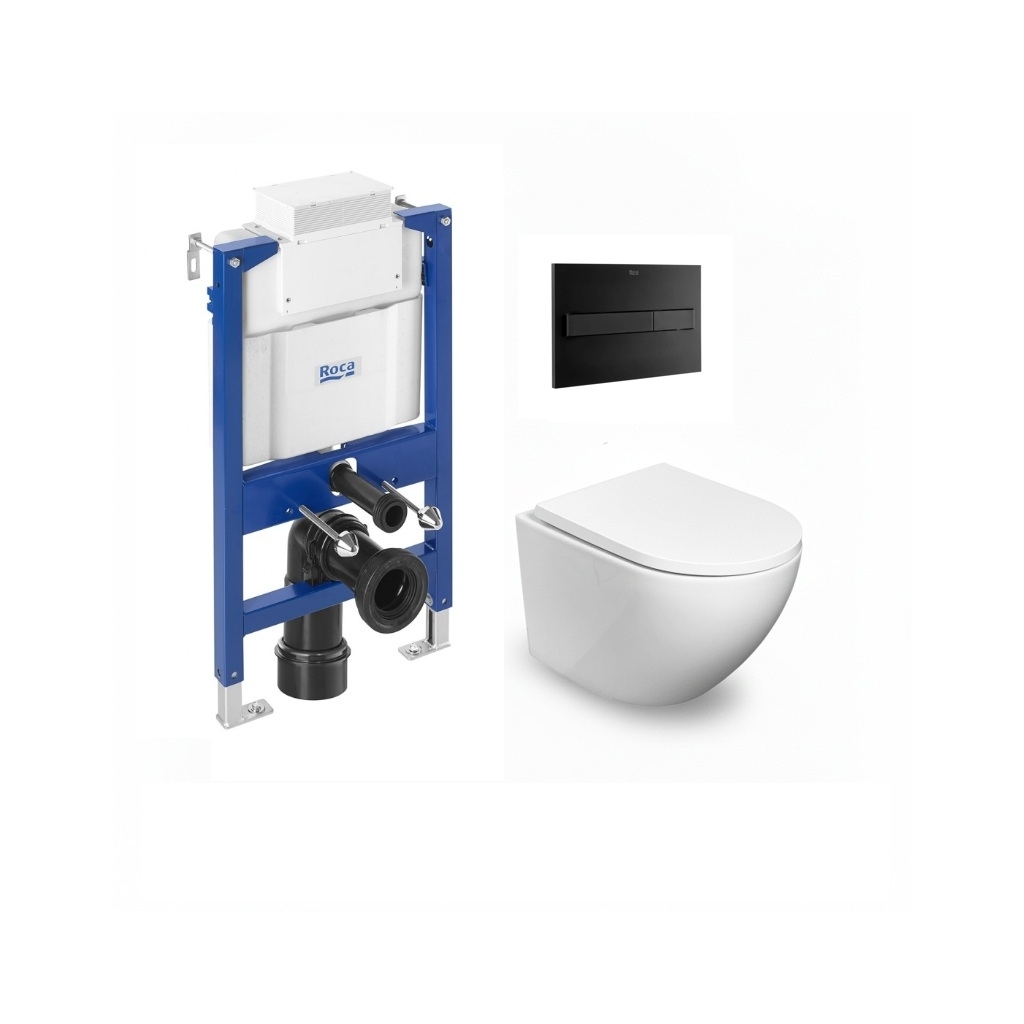 Roca duplo bajo ventana + pl7 negro + wc kp round smart 52
