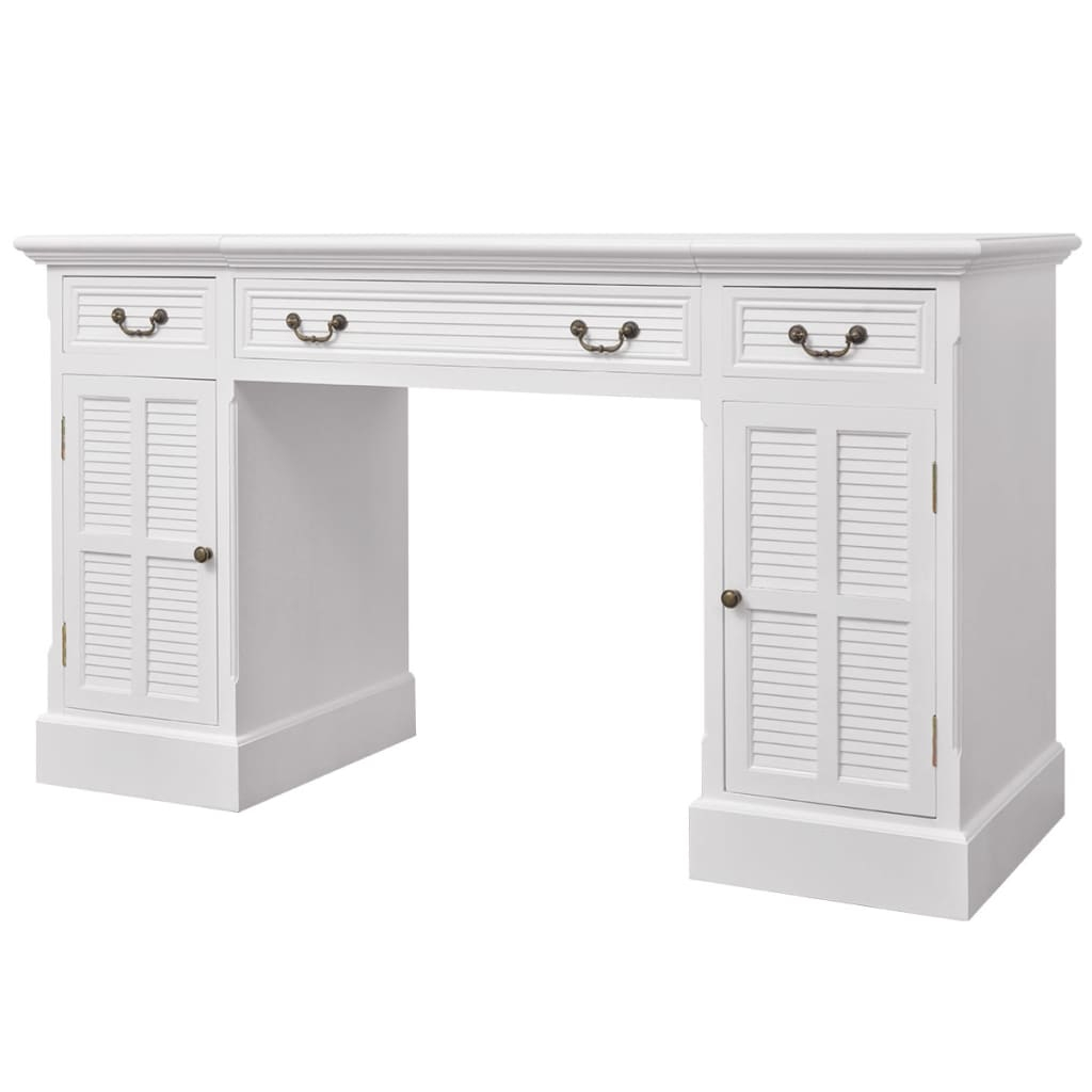 vidaXL escritorio de pedestal doble blanco 140x48x80 cm