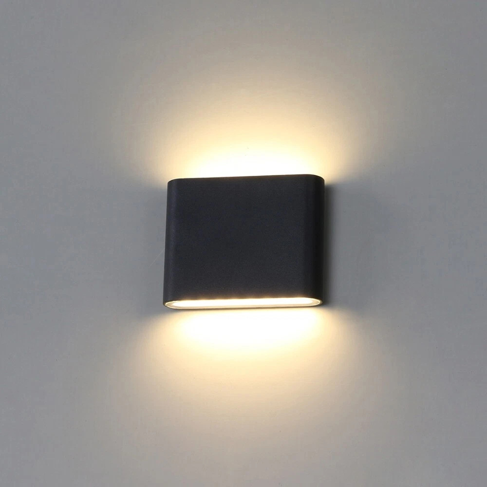 Aplique de pared exterior up/down 6 w 3000 k negro