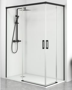 Mampara ducha rectangular frente 90 lateral 80cm transparente negro