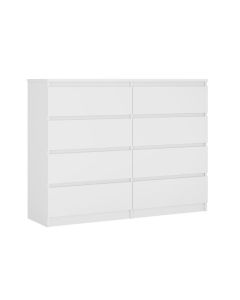 Cómoda demi - 8 cajones - blanco brillante 140 cm