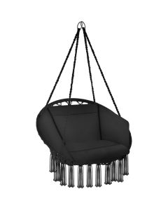 Silla colgante para jardín, malla de algodón, 80 x 72 x 125 cm, negro