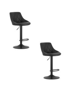 Taburete giratorio valora daka negro, ecopiel, con base y reposapiés (x2)