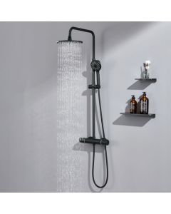 Columna de ducha termostática 38°c set de ducha negro con 3 modos de ducha