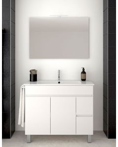 Mueble de baño isquia con lavabo y espejo 100x45cm blanco
