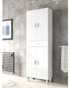 Columna de baño de 2 puertas y 1 cajon 182x60 cm aruba blanco brillo