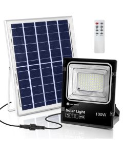 Aigostar foco proyector LED solar con mando a distancia，100w，6500k ip66，2m