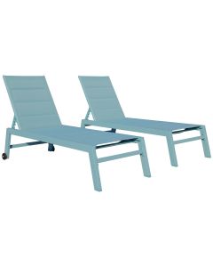 Pack de 2 tumbonas barbados de textileno azul claro aluminio azul claro