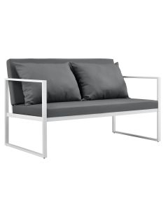 [casa.pro] sofá de jardín para exterior con cojín 70 x 114 x 60 cm - blanco