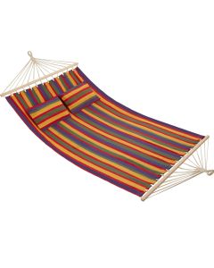 Hamaca doble, carga 240 kg con 2 cojines, 230 x 145 cm, multicolor