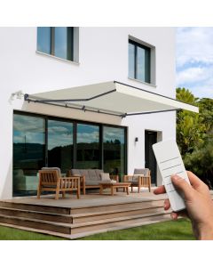 Toldo semicofre motorizado fazzio 5x3m beige - lona premium 320 g/m²