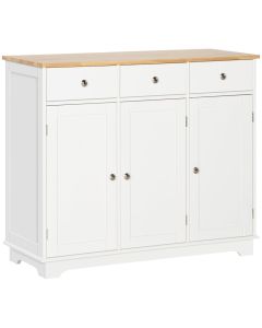 Aparador de cocina 101x40x85 cm mdf, madera de caucho color blanco Homcom