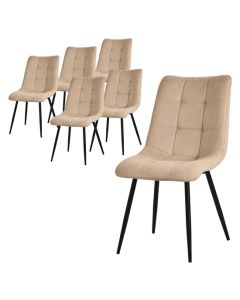 Set de 6 sillas de comedor marrón claro asiento acolchado