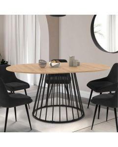 Mesa de comedor redonda extensible de madera negra - 110-150 cm