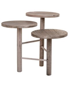 Soporte de madera para 3 macetas blanco d25x40/35/30
