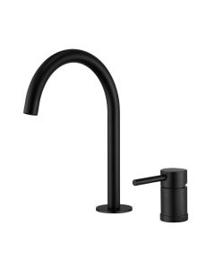Valaz grifo de lavabo encastrado monomando cuello cisne negro mate
