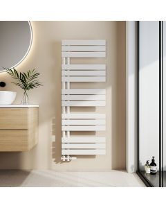 Emke toallero agua caliente 132x50cm, diseño plano, blanco brillo, 661w