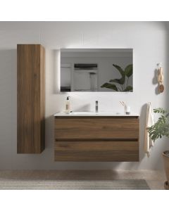 Mueble baño bequia 100cm + lavabo cerámica| nogal