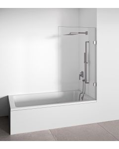 Mampara de bañera abatible cromo 80 cm alto 145 cm bellobath