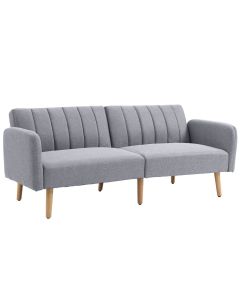 Sofá cama 2 plaza poliéster, espuma, madera de caucho color gris