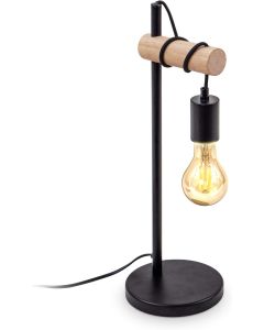 Aigostar lámpara mesa retro E27, industrial metal, negro/dorado