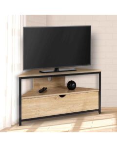 Mueble de tv esquinero industrial de madera y metal - 100 cm
