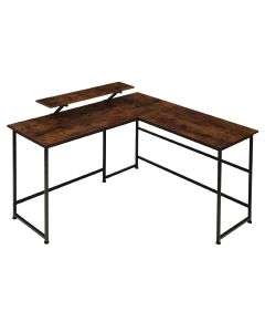 Escritorio industrial soporte móvil 140x130x76,5 cm madera oscura