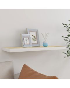 Estante flotante de pared mdf roble y blanco 80x23,5x3,8 cm es7181