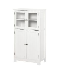 Armario de baño 60x30x108.5 cm mdf, vidrio templado color blanco kleankin