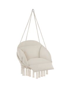 Silla colgante con cojín y borlas decorativas, beige 81 x 80 x 139 cm